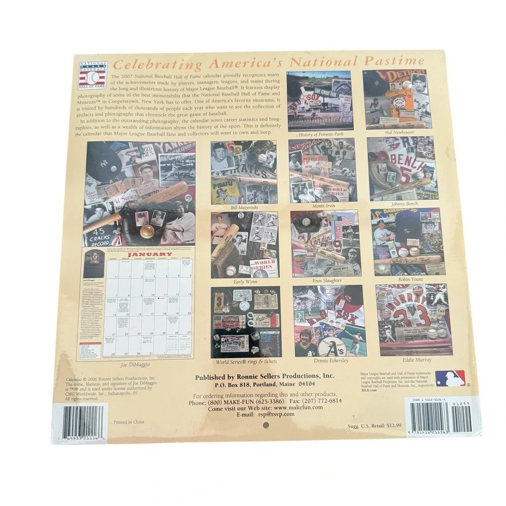 National‎ Baseball Hall Of Fame 2007 Calendar One Size MLB Ronnie Sellers NEW